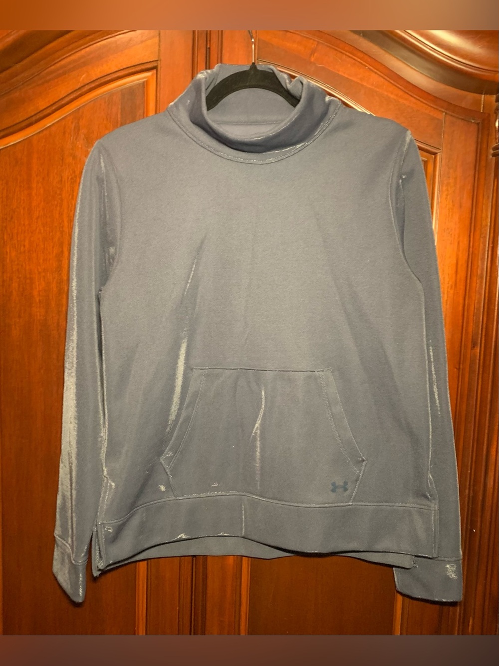 Under Armour Coldgear Slate Blue Women's Pullover Hoodie with Turtleneck
